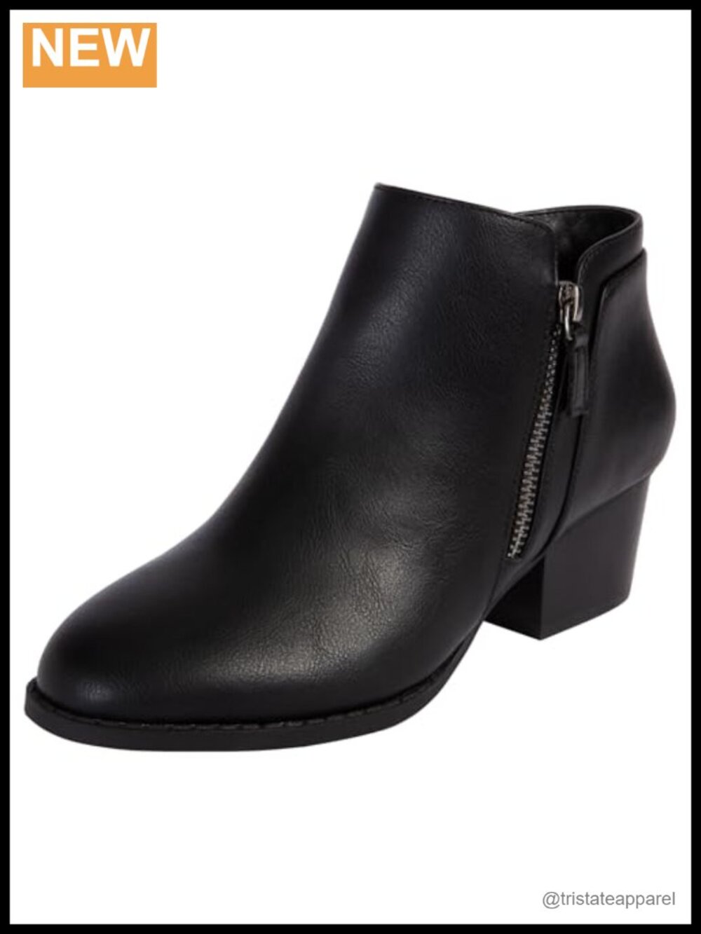 Comfort Plus Ashlee Ankle Chunky Stacked Heel Bootie Memory Foam